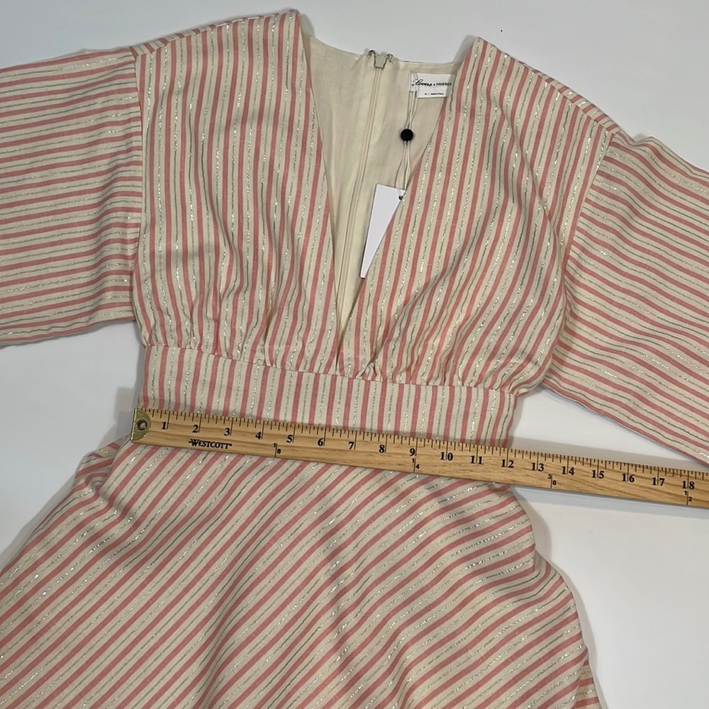 Lovers + Friends Dress XS Blush Pink Stripe Haven NWT Deep V Neckline - Picture 8 of 14